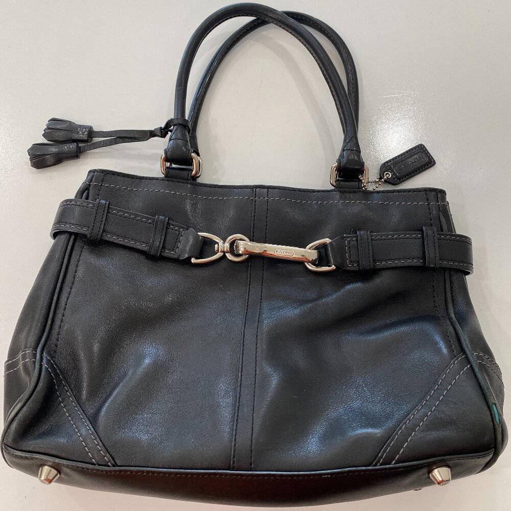 Coach F08A70 Hampton Leather Black Handbag Shoulder Bag Purse